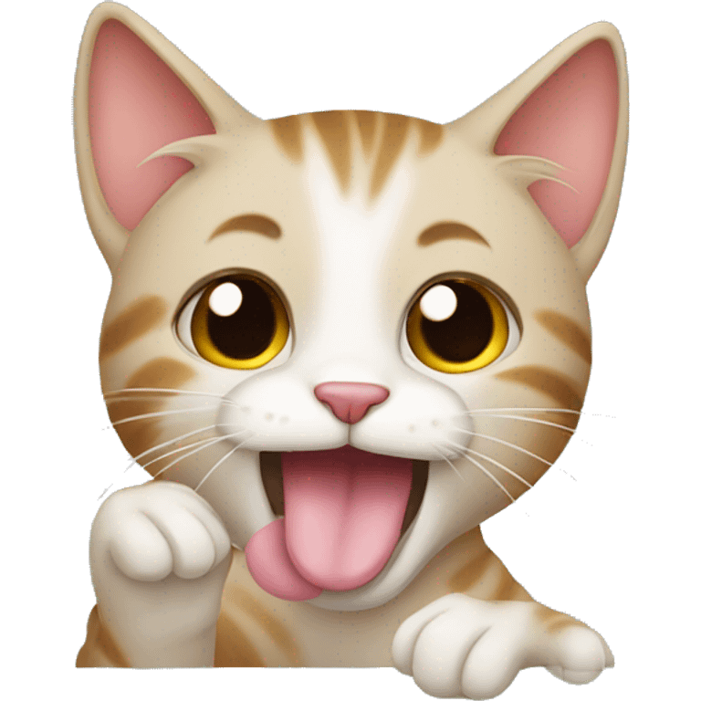 cute cat licking its paws emoji