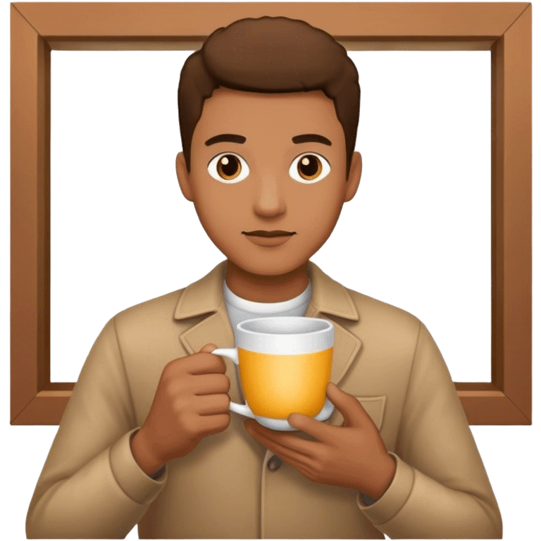 man with cup indoors emoji