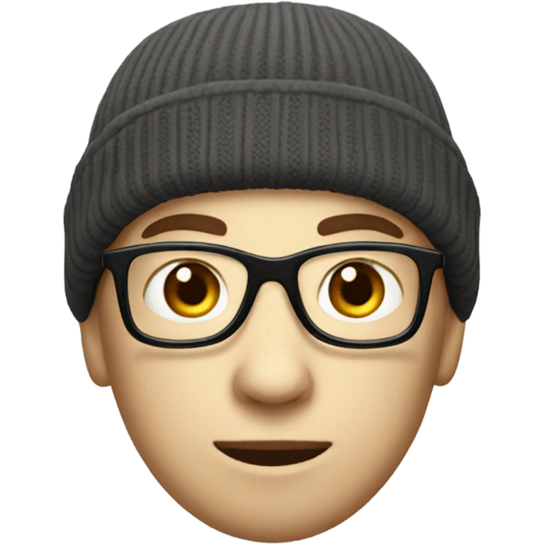 nerd with a beanie white skin emoji