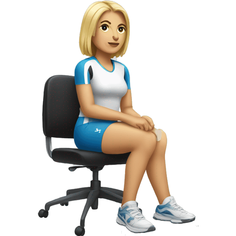 white woman in sport sitting down on a chair  emoji