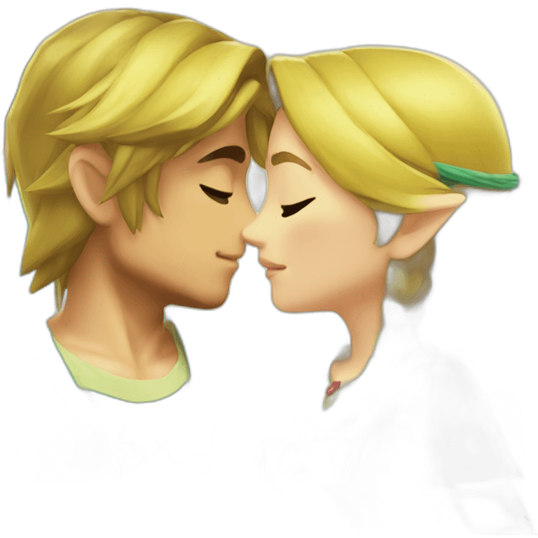 Zelda and link kiss love with beach clothes emoji