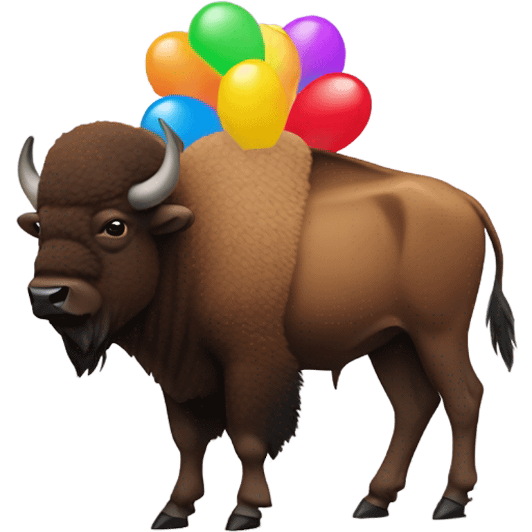 Bison celebrating with balloons emoji