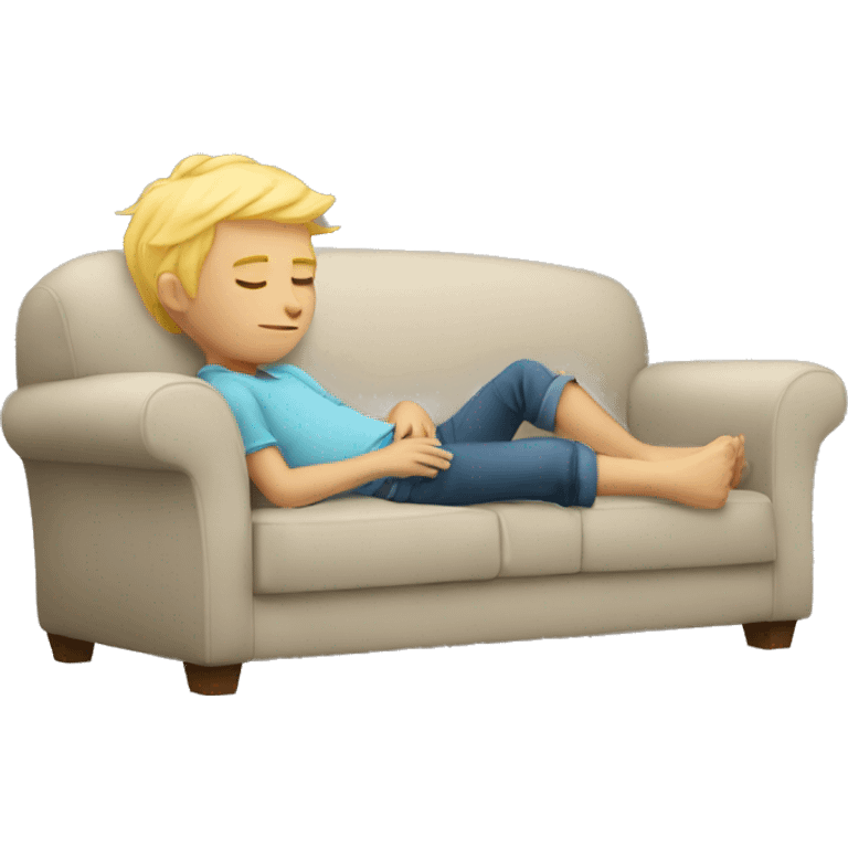 blond boy sleeping on the couch emoji