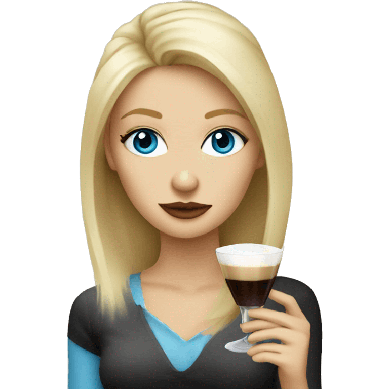 blonde hair blue eye girl drinking espresso martini  emoji