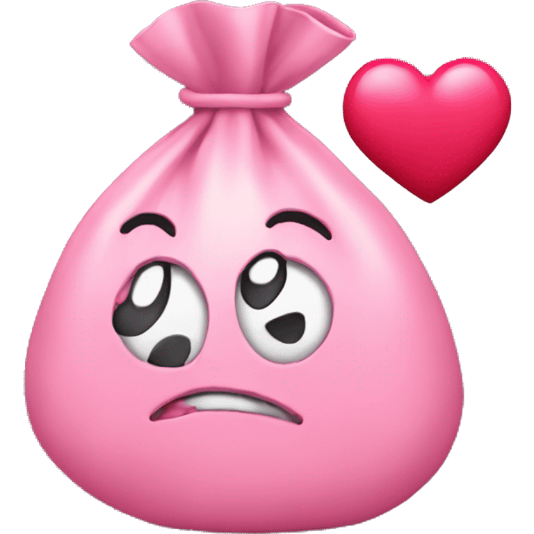  pink money bag with broken hearts emoji