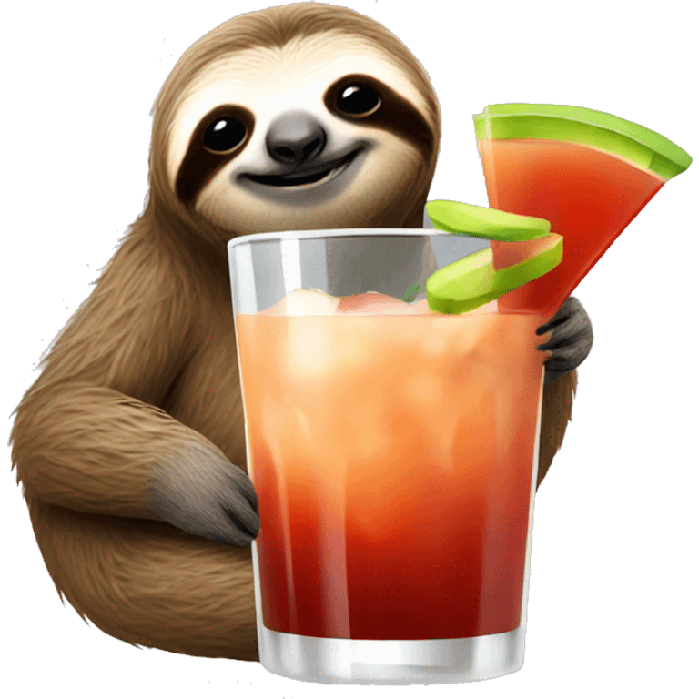 Sloth drinking a Bloody Mary emoji