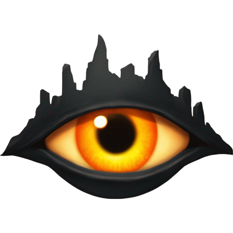 Eye of Sauron with glowing orange iris, set in a dark tower of Mordopr emoji