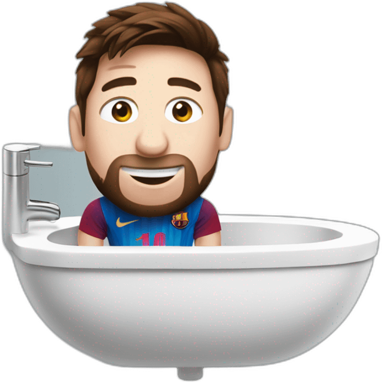 Messi dans une toilette emoji