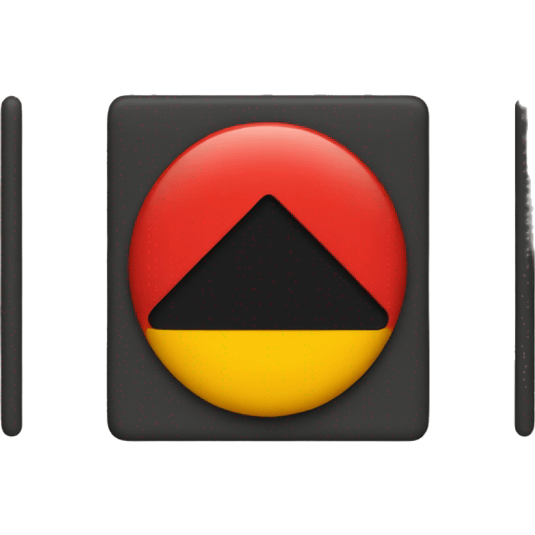 Two rectangle shapes together, one black and red with a yellow circle in the middle emoji