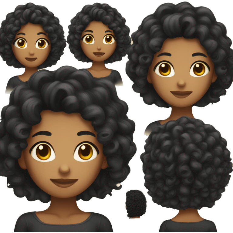 tan girl with curly black hair emoji