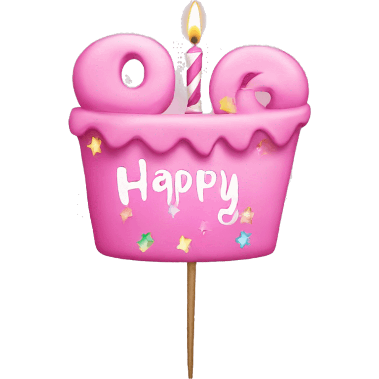 happy birthday sign with the word  light pink emoji