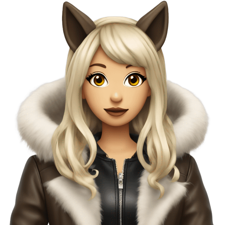 werewolf hime gyaru girl, wolf ears, leather coat emoji