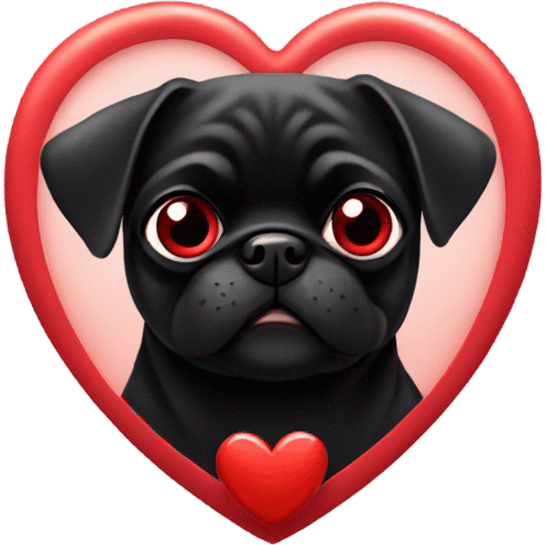 Valentines black pug emoji