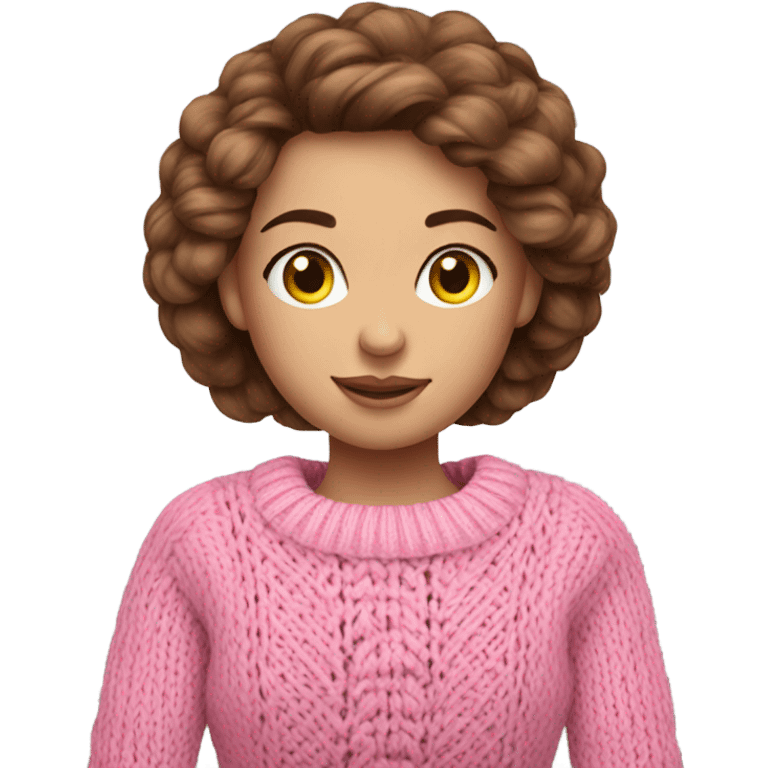 beautiful finnish brown hair woman knitting pink sweater  emoji