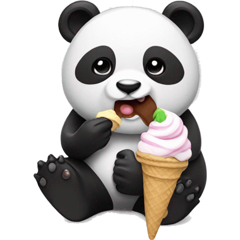 Panda eating ice cream emoji