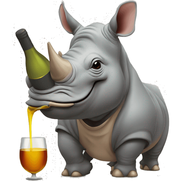 rhino sipping wine emoji