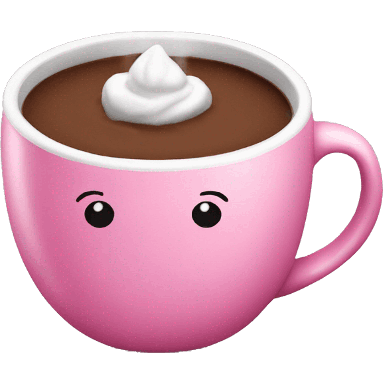 Pink mug of hot chocolate  emoji