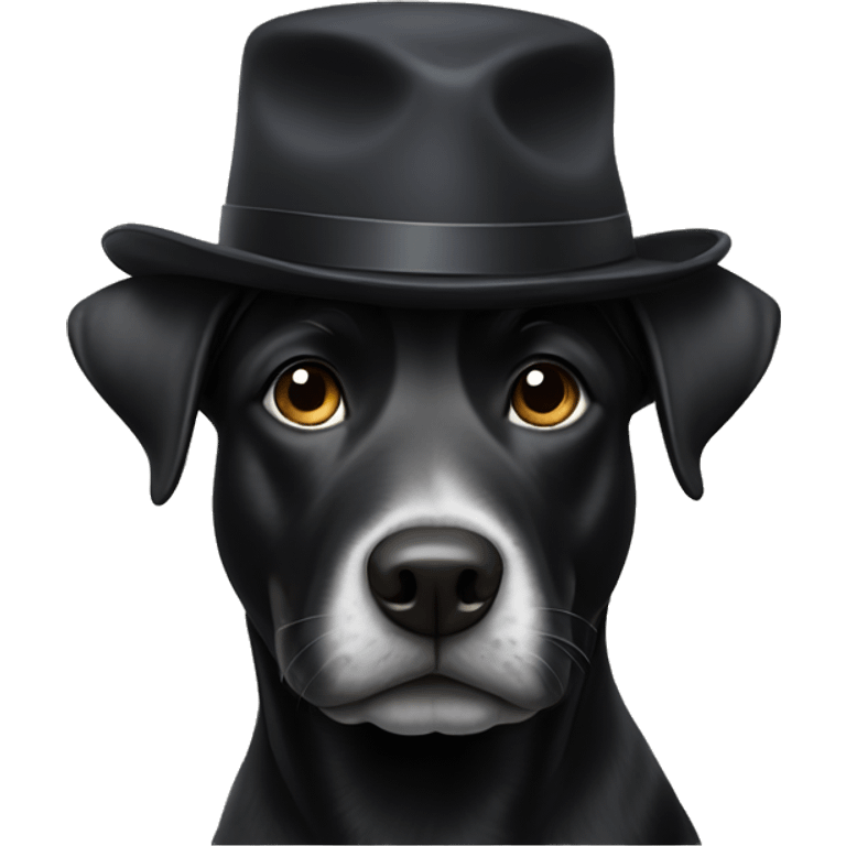 Black dog wearing a hat emoji