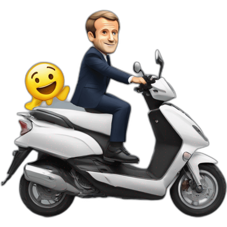 Emmanuel Macron sur un scooter emoji