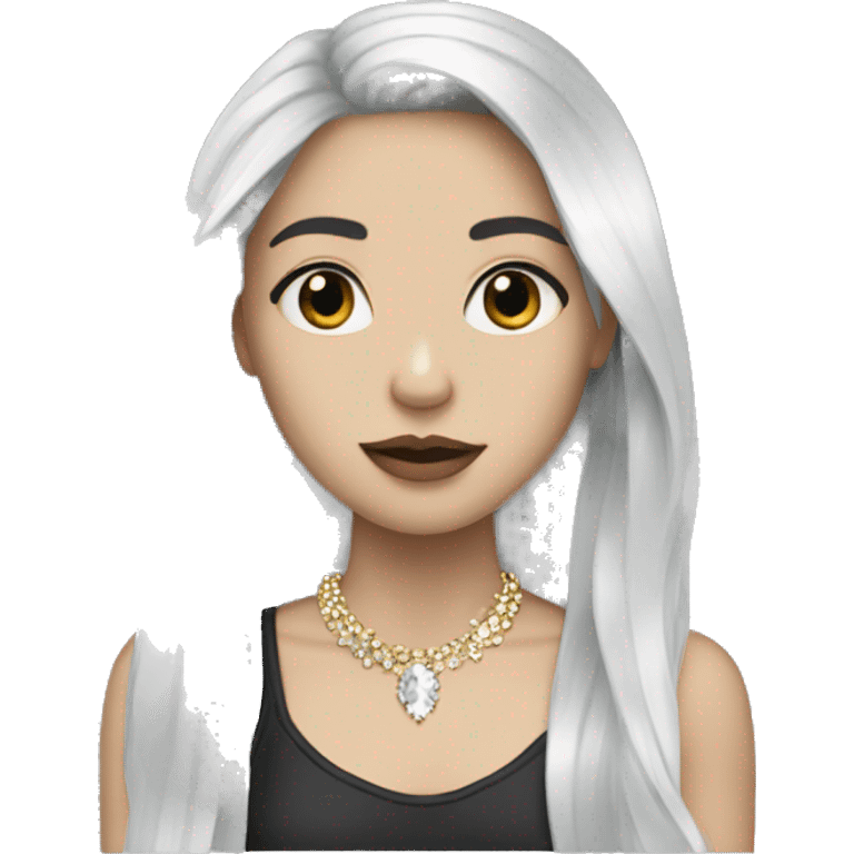 pale girl with long black hair bling emoji