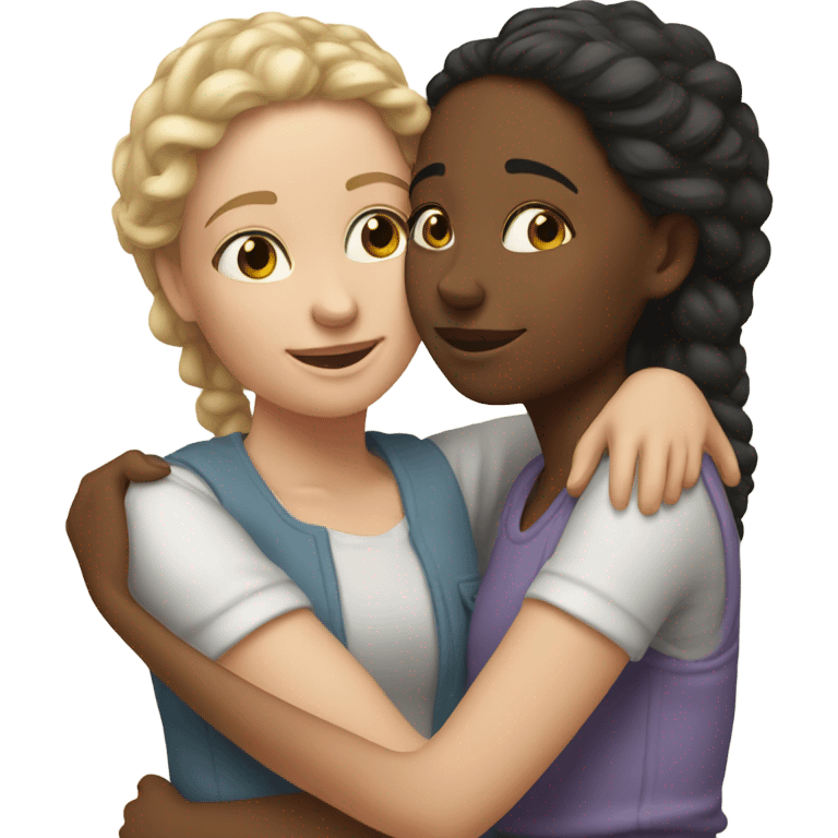 White sisters hugging  emoji