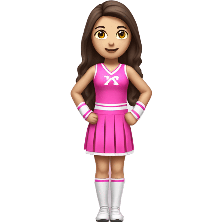 Brunette Caucasian cheerleader in pink, full body emoji