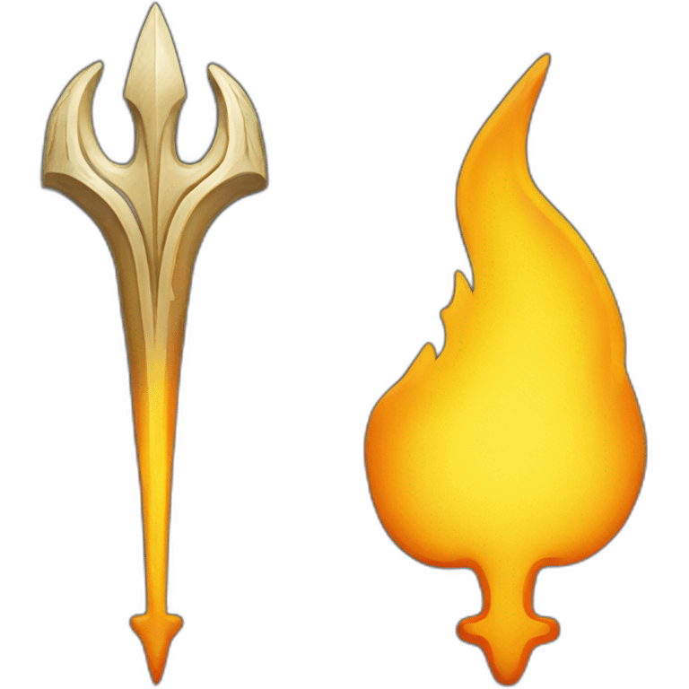 flame in the shape of ukrainian trident emoji