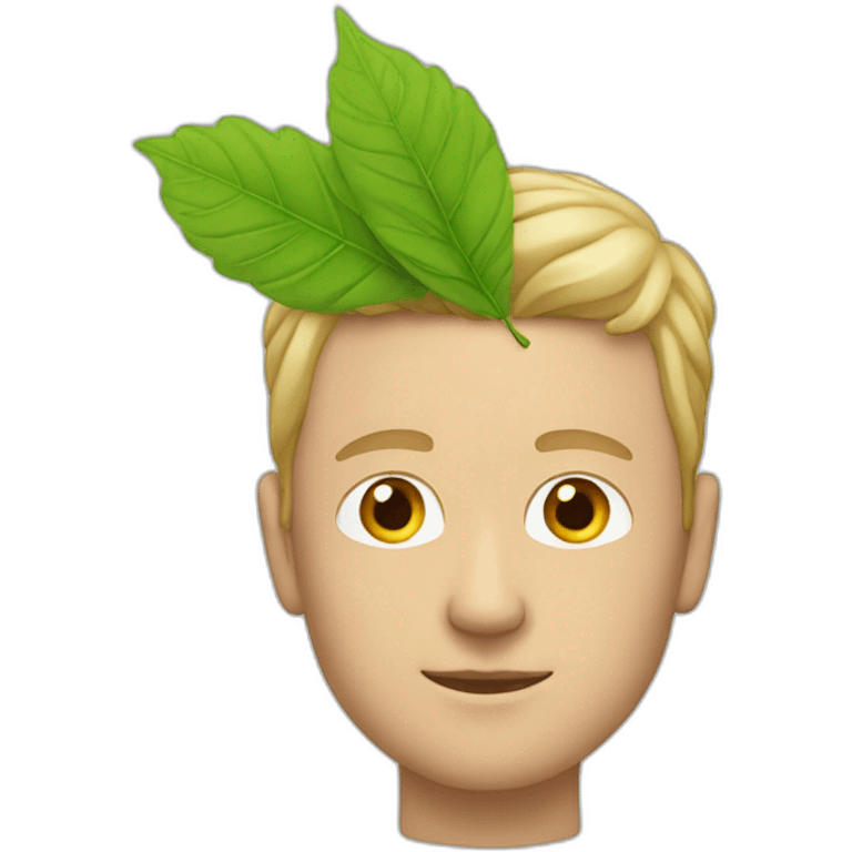 White Man with leaf on the head emoji