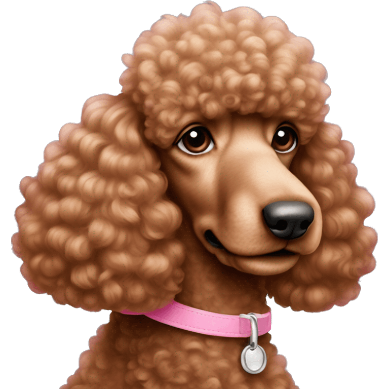 red standard girl poodle with pink collar emoji