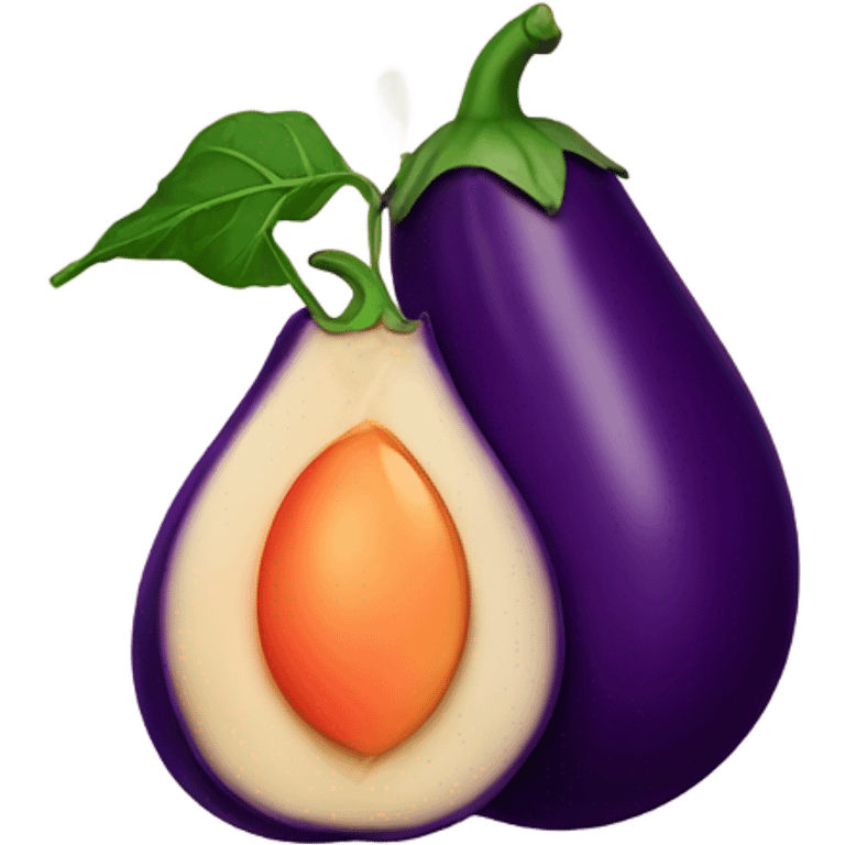 eggplant going into a peach emoji