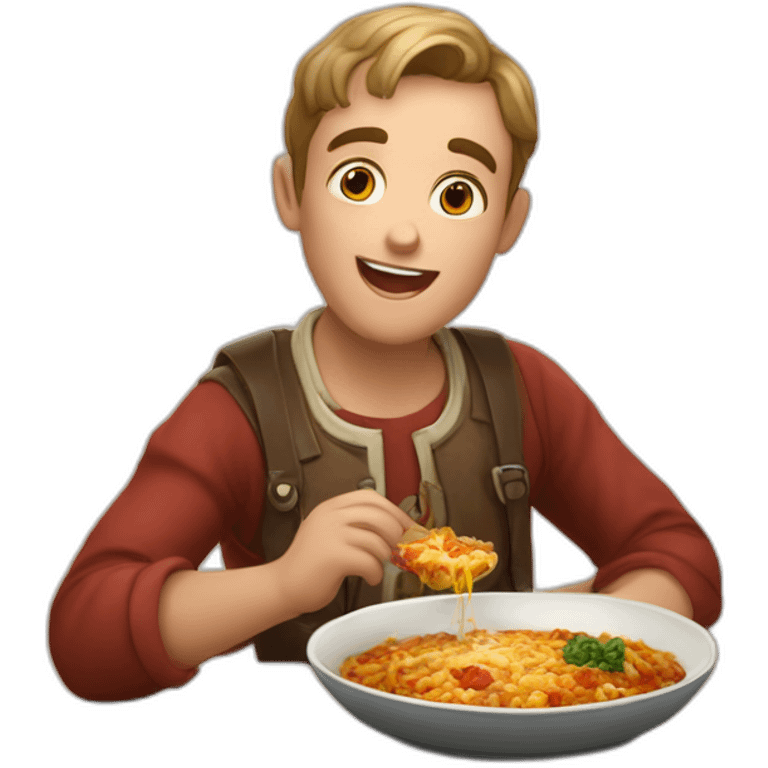 georgian (the country) boy eating Georgian dish emoji