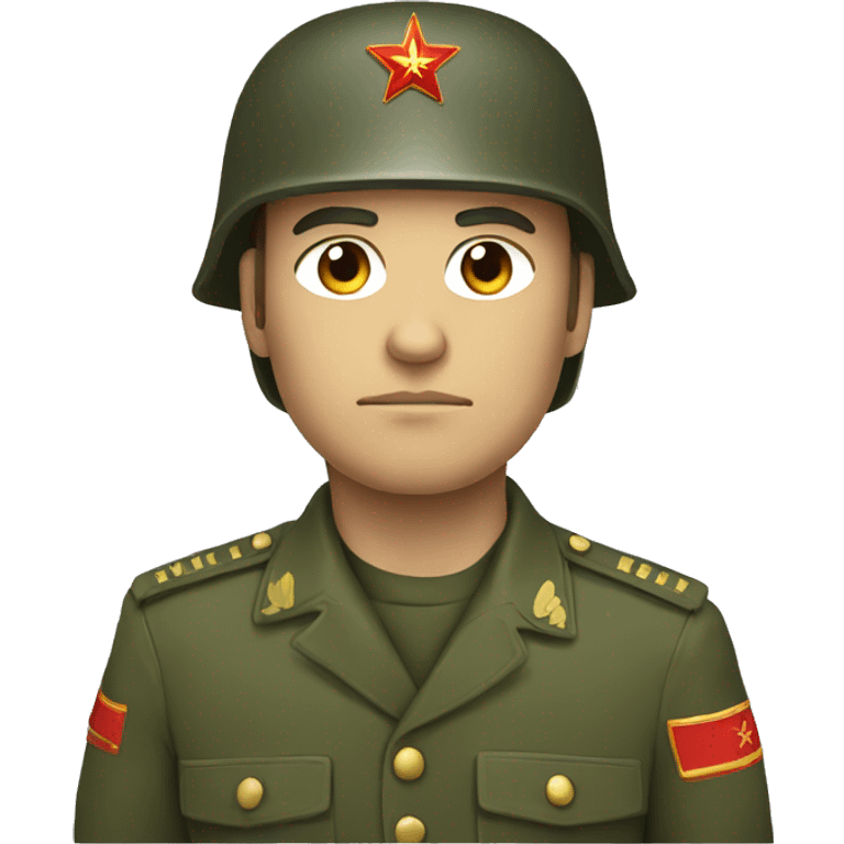 ussr soldier serious with military helmet emoji