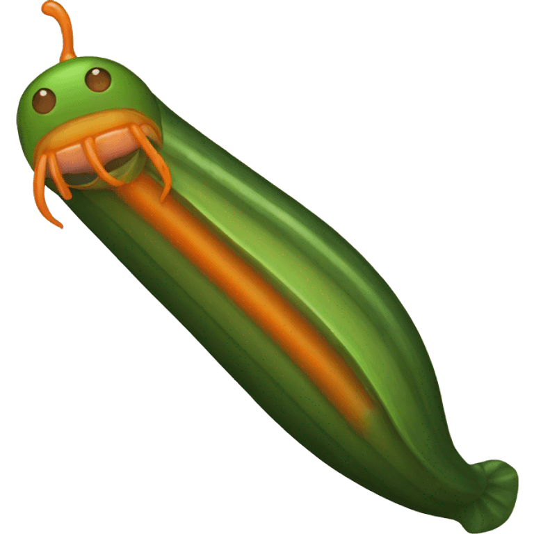 Green and orange striped leech with mouth suction emoji