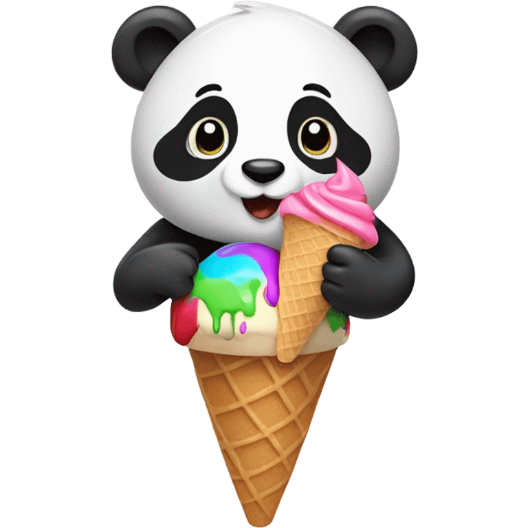 Panda eating ice cream emoji