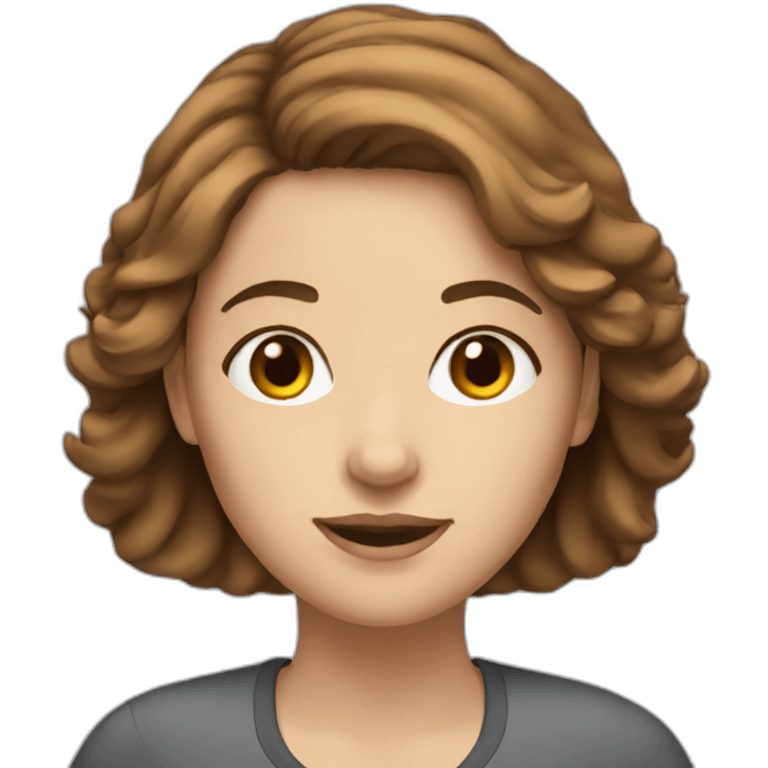 White woman brown hair with computer and iphone emoji