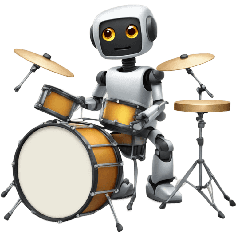 cute robot plays the drum set emoji