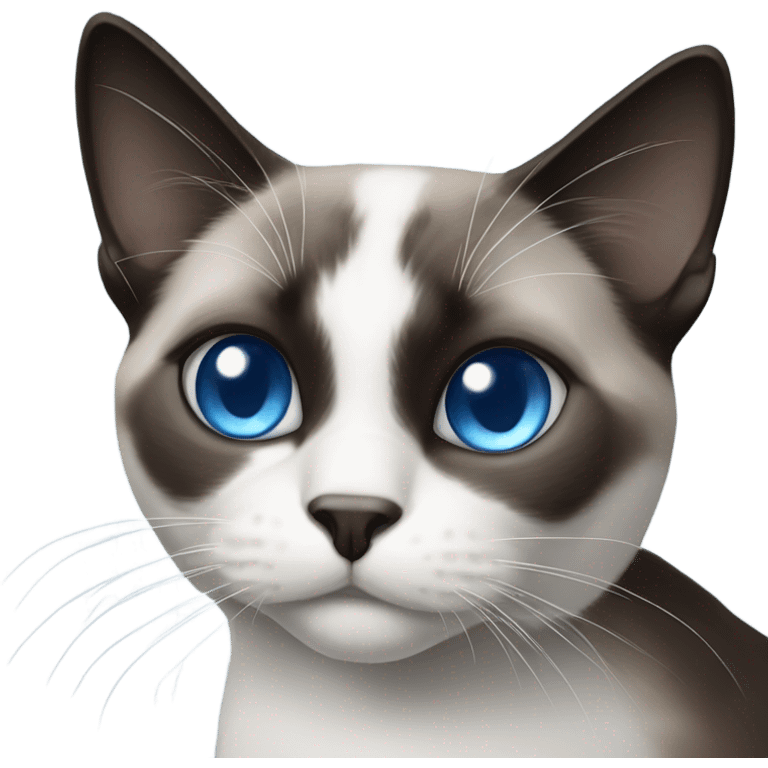 Black and white snowshoe cat with blue eyes emoji