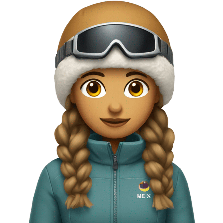 Chica con cabello corto marrón ski outfit emoji