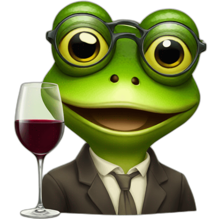 a frog with glasses and wine emoji