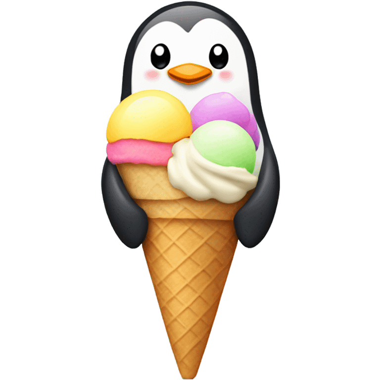 penguin eating ice cream emoji