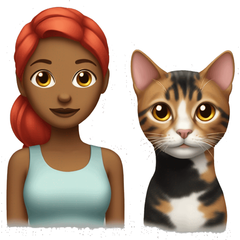 tabby cat and black women with red hair  emoji