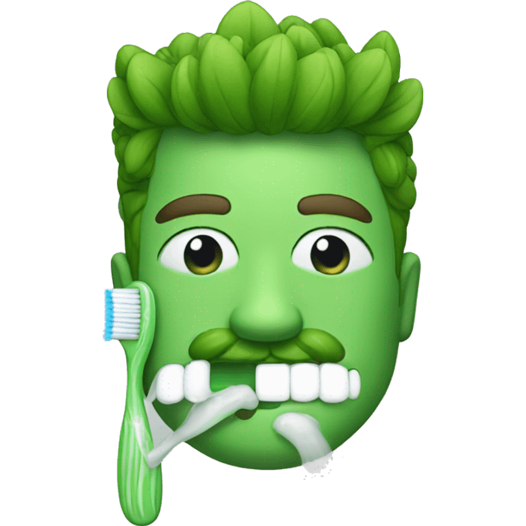 Green man with toothbrush mustache emoji