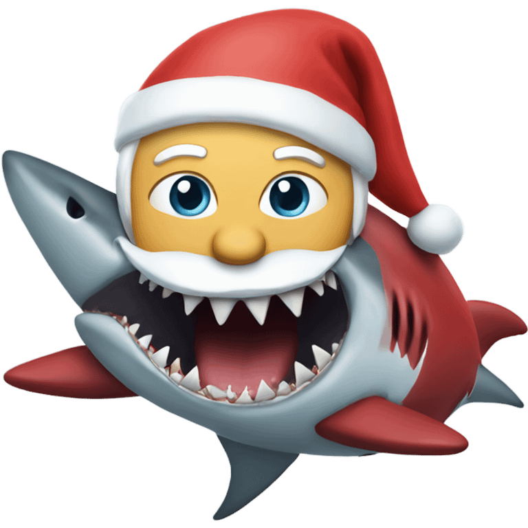 Santa eating shark emoji