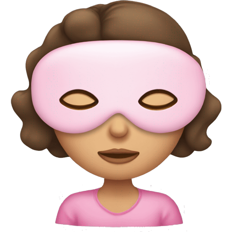 A brunette girl sleeping and wearing a pink sleep mask  emoji