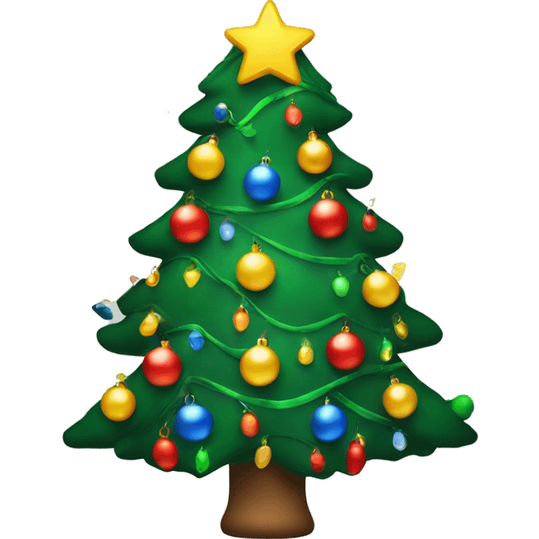 Christmas tree with lights and colourful ornaments  emoji