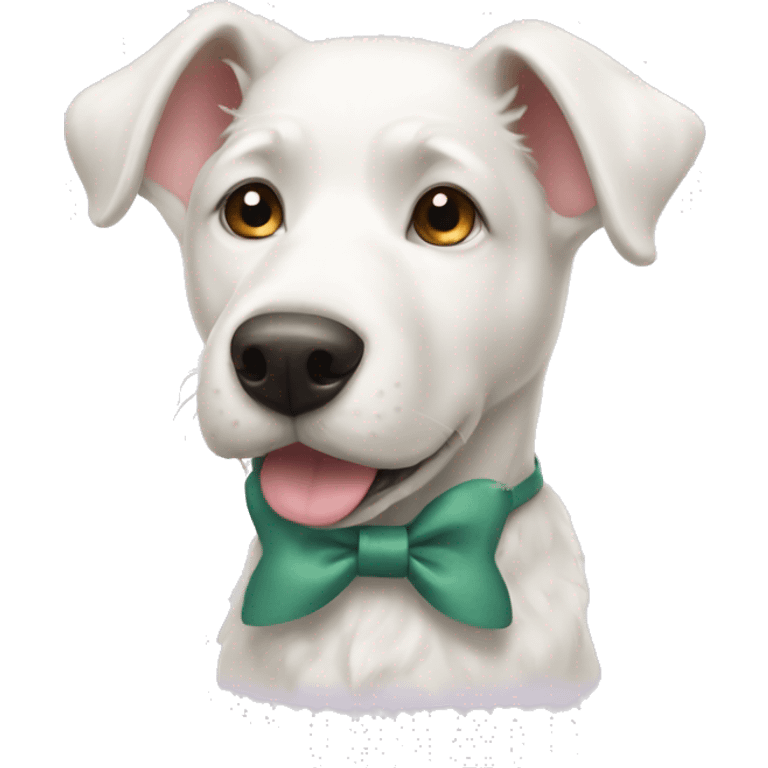 White dog with bow emoji