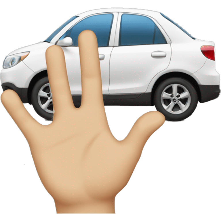 a hand in the shape of a car waving emoji