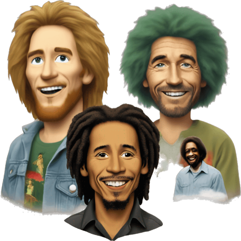 Bob Marley, Kurt Cobain, and Bob Ross emoji