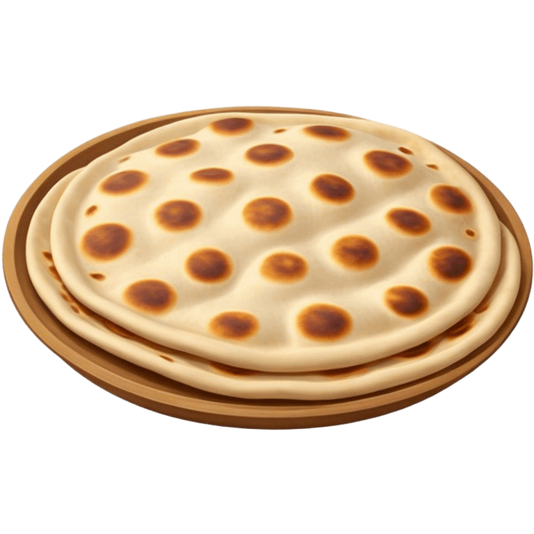 Cinematic Realistic Roti Dish Emoji, showcasing freshly made flatbread rendered with lifelike detail and warm natural lighting. emoji