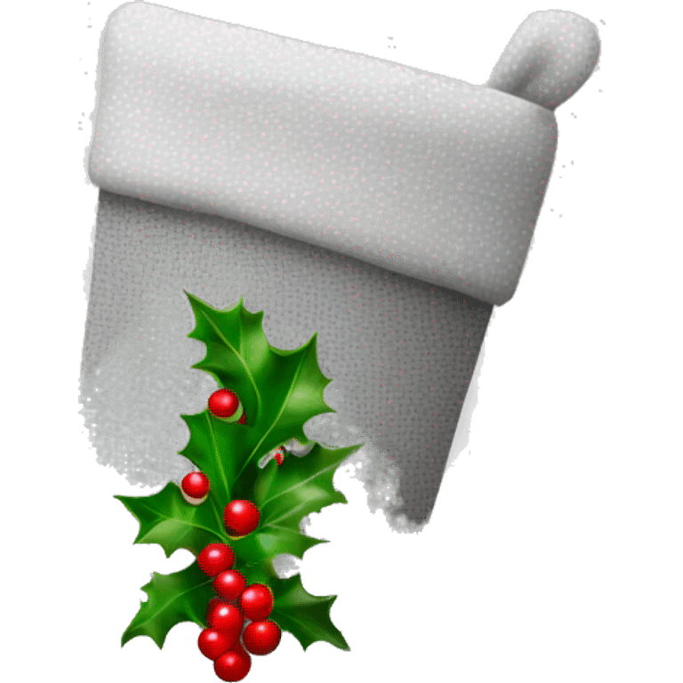 Aesthetic Grey Christmas stocking with holly decorative accent emoji